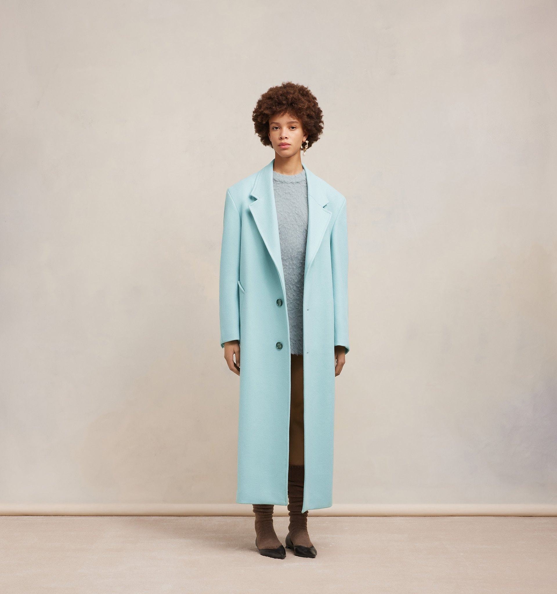 Ami Alexandre Mattiussi Ami Paris Single-breasted Long-sleeved Ribbed Coat In Blue