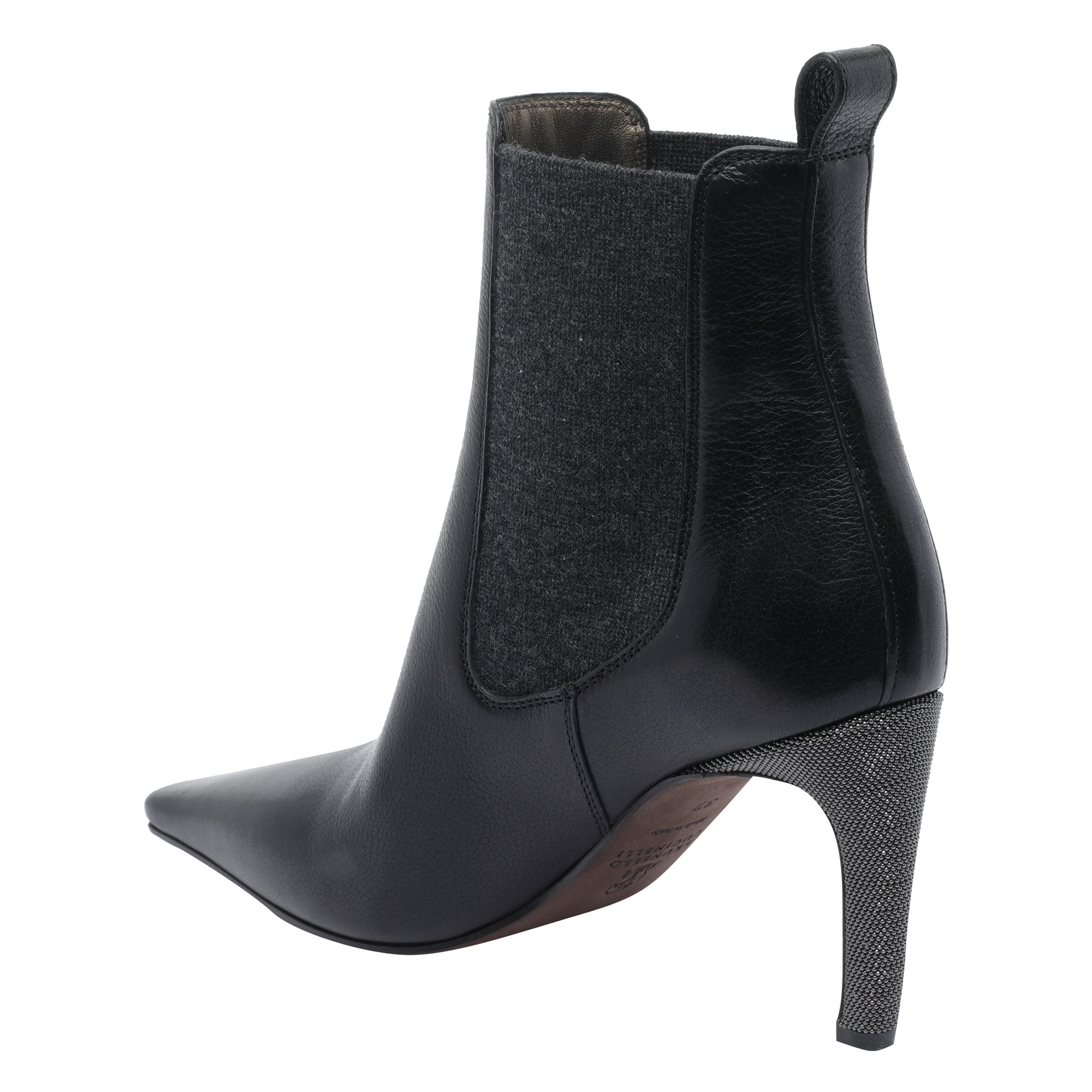 Brunello Cucinelli Leather Stiletto Heel Ankle Boots In Black