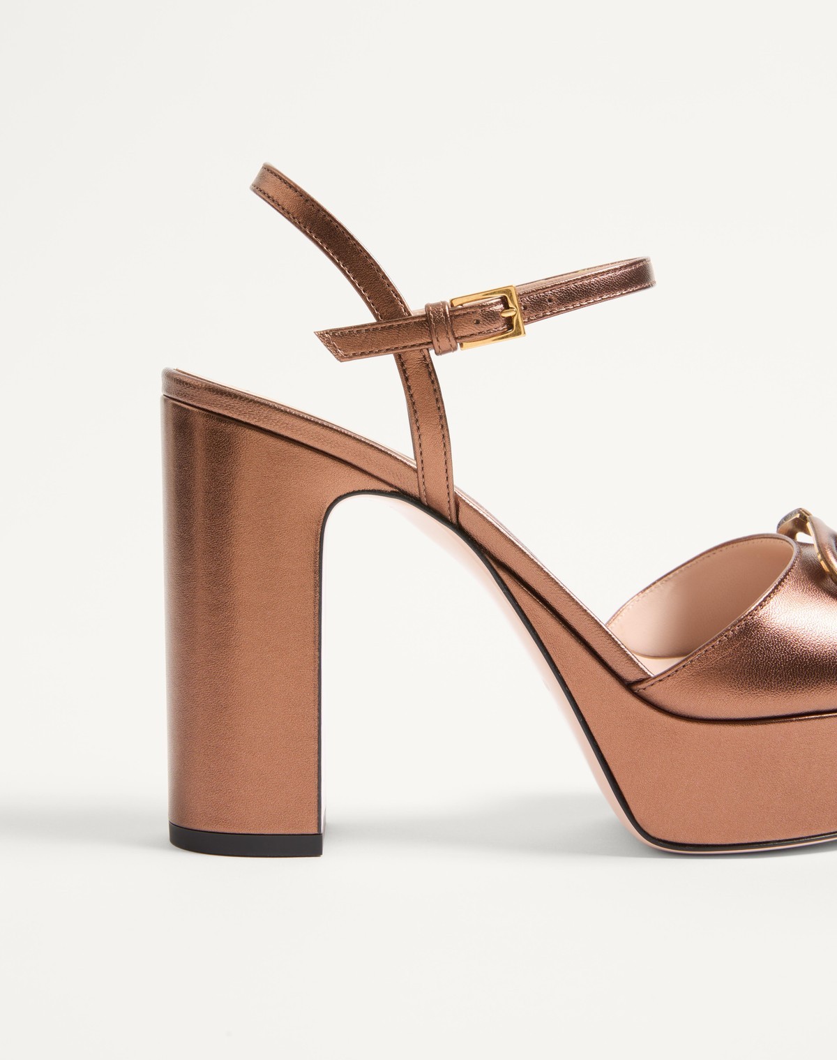 Shop Valentino Vlogo Signature Platform Sandal In Laminated Nappa Leather 115mm