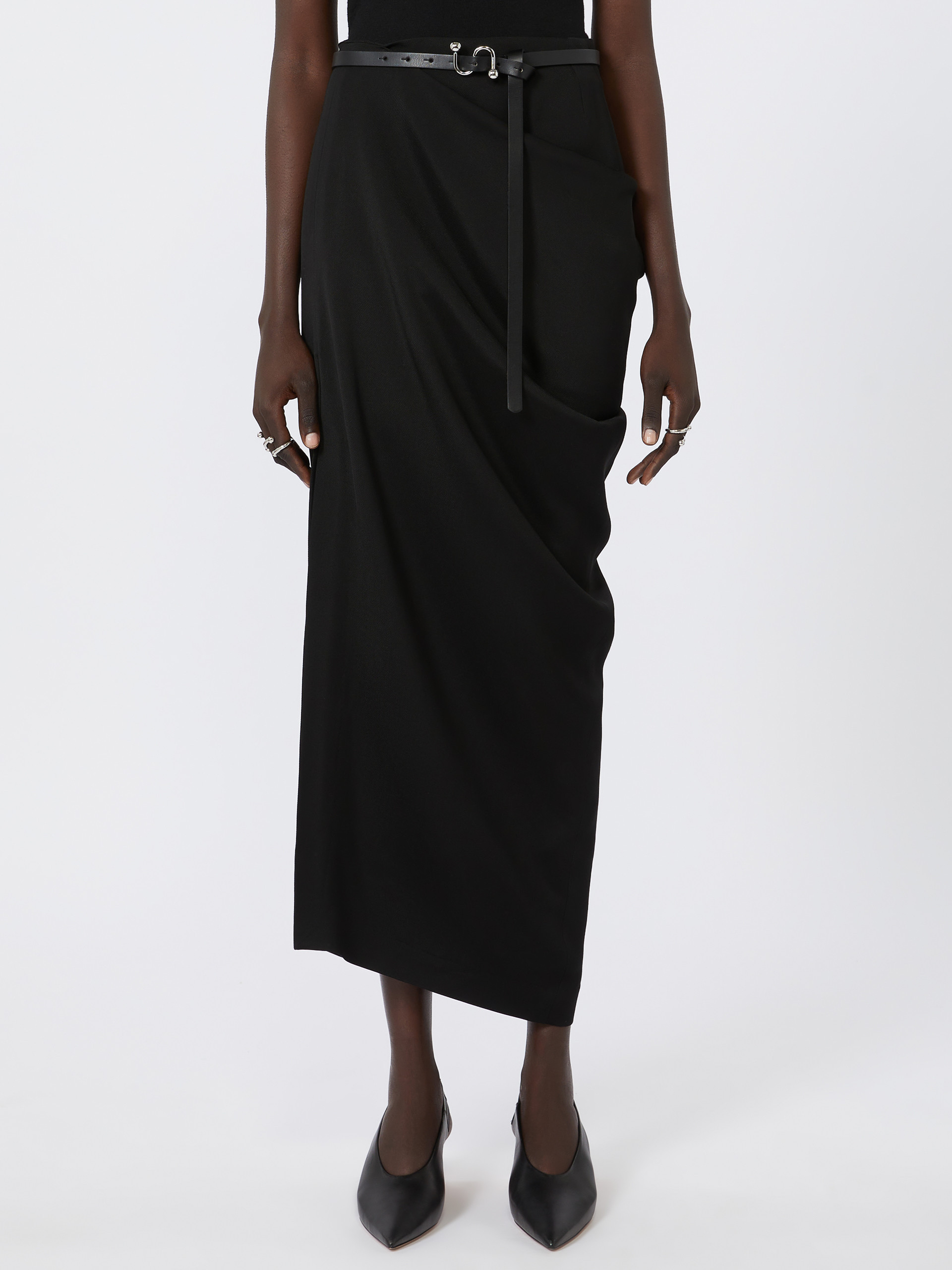 Sportmax Asymmetric Skirt With Draping In Black