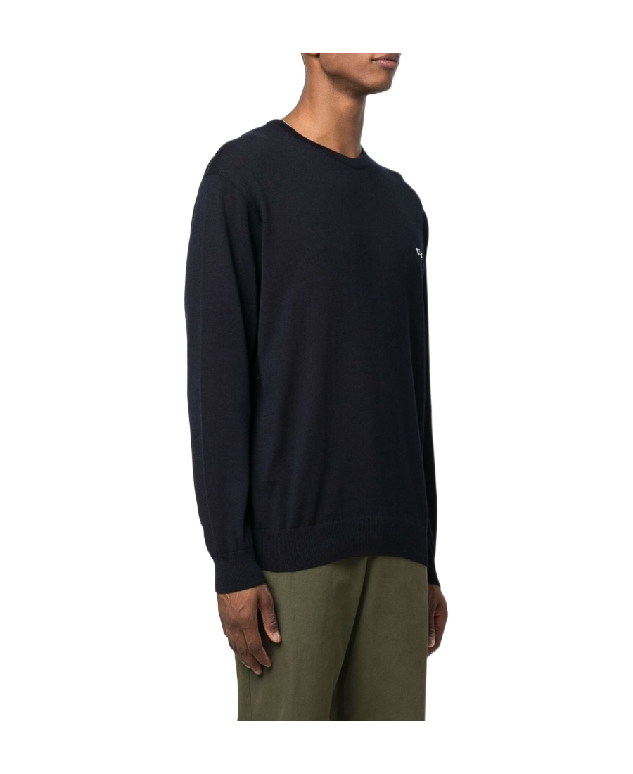 Paul & Shark Embroidered Logo Virgin Wool Sweater In Black