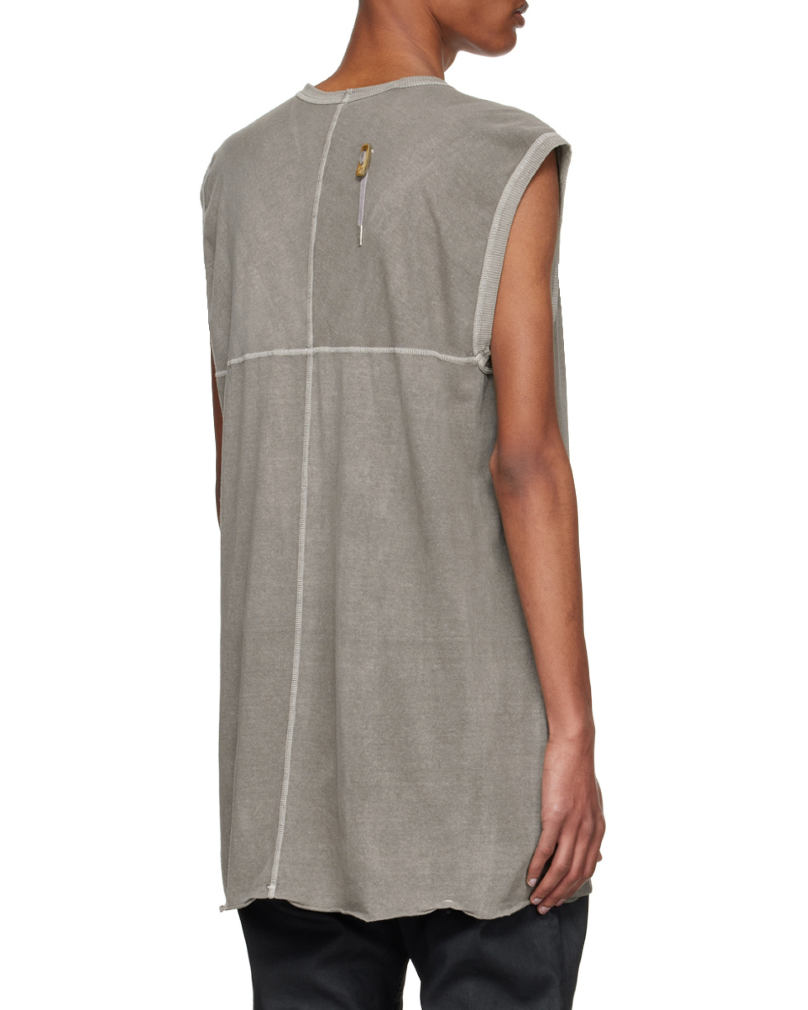 Shop Boris Bidjan Saberi Long Vest With Round Neck In Gray