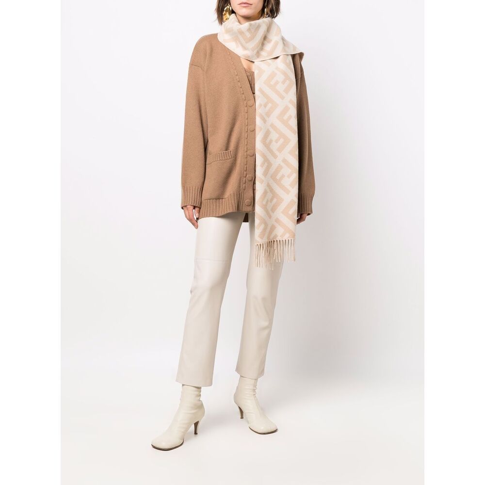 Fendi Ff-logo Pattern Scarf In Nude