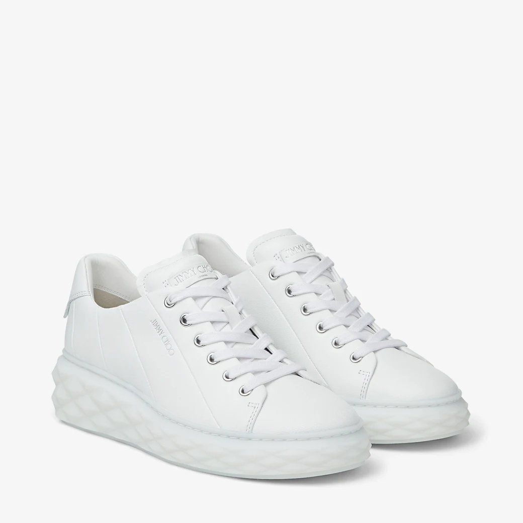 Jimmy Choo Diamond Light/f Leather Sneakers In White