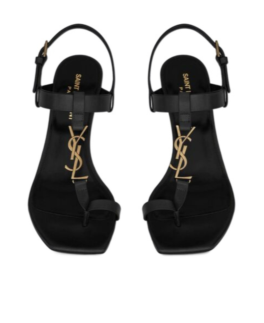 Saint Laurent 75mm Cassandra Leather Sandals In Black