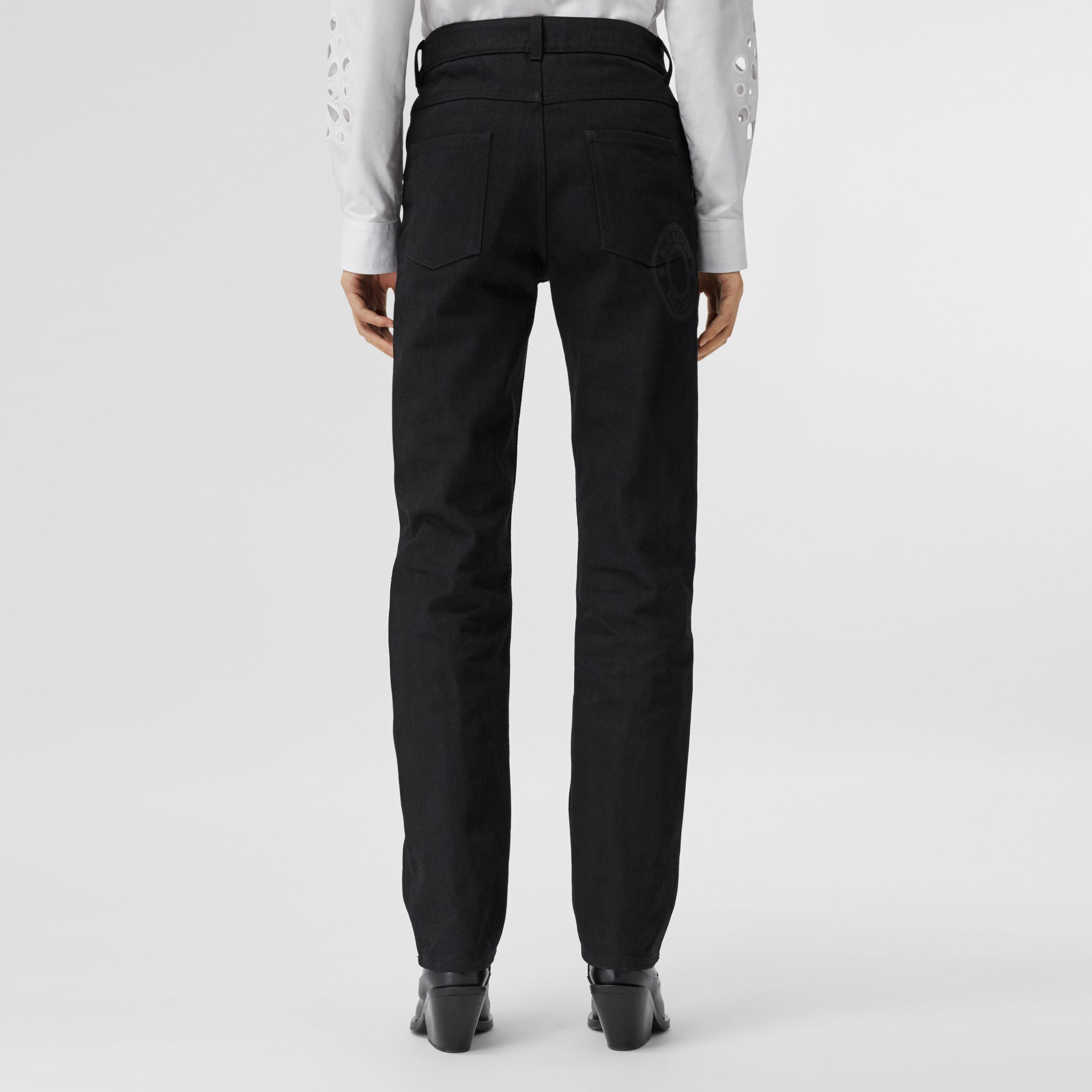 Burberry Logo-print Straight-leg Jeans In Black
