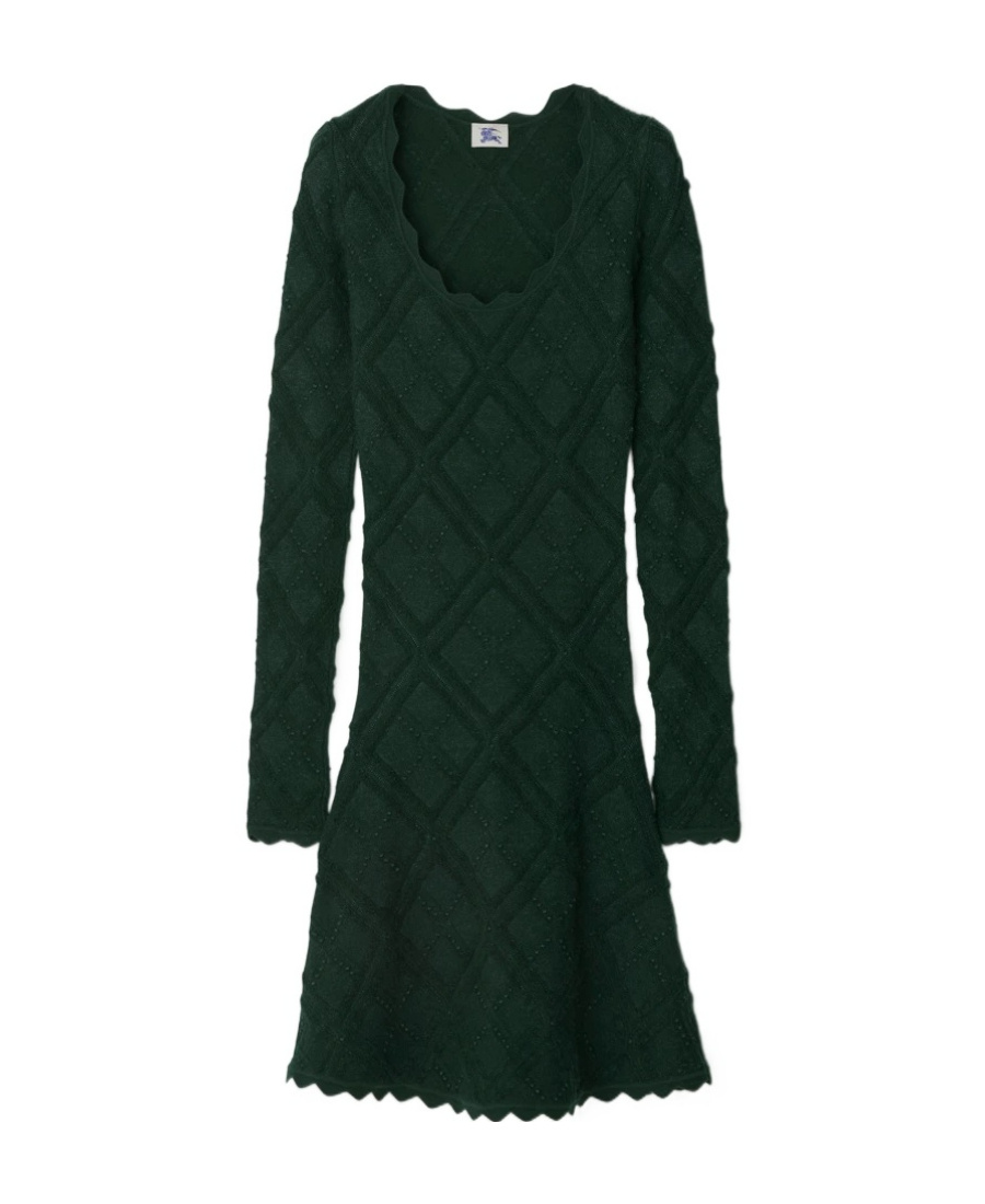 Burberry Aran Wool Blend Dress In Green