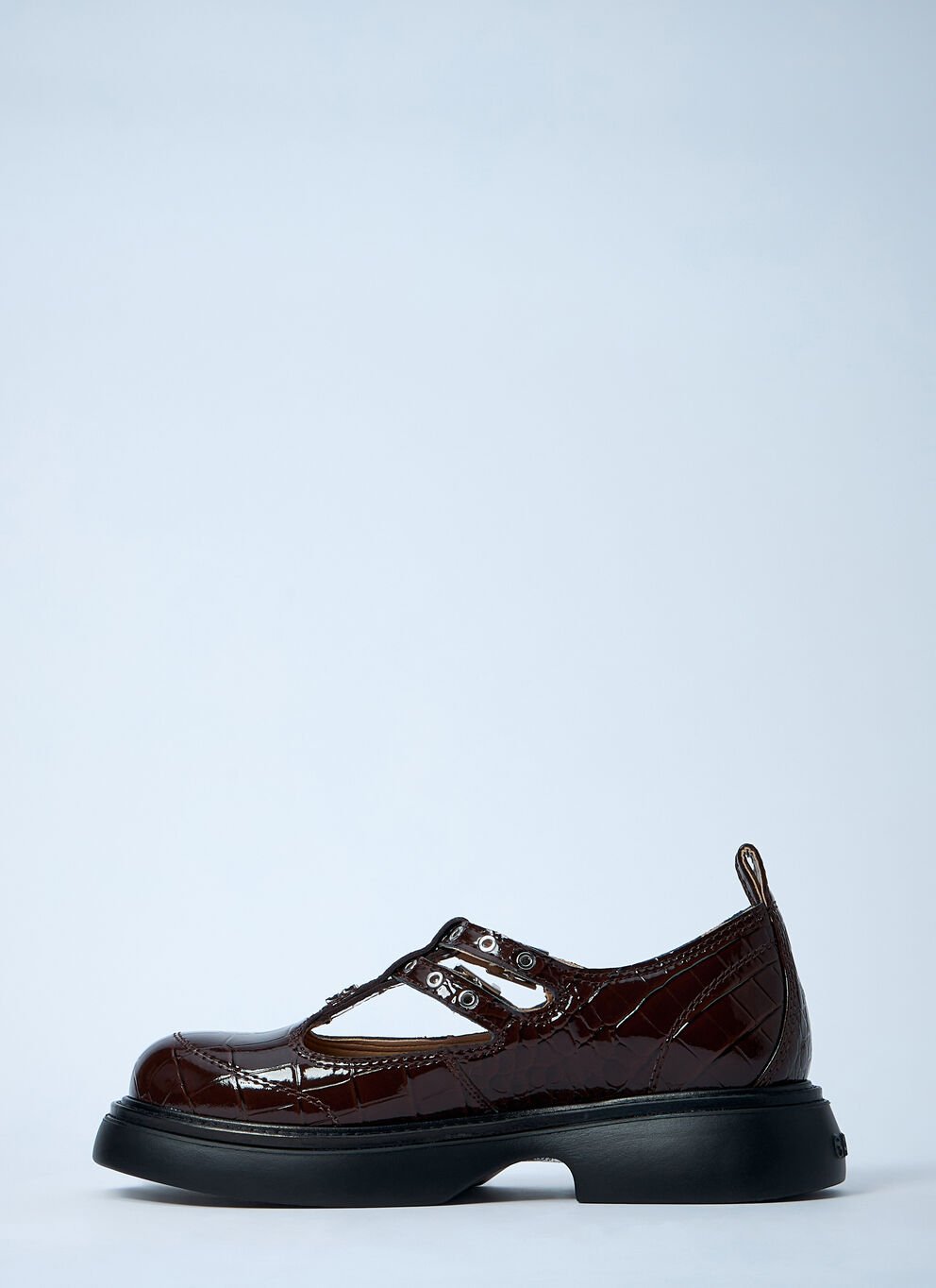 Ganni Butterfly Crocodile-effect Buckle Loafers