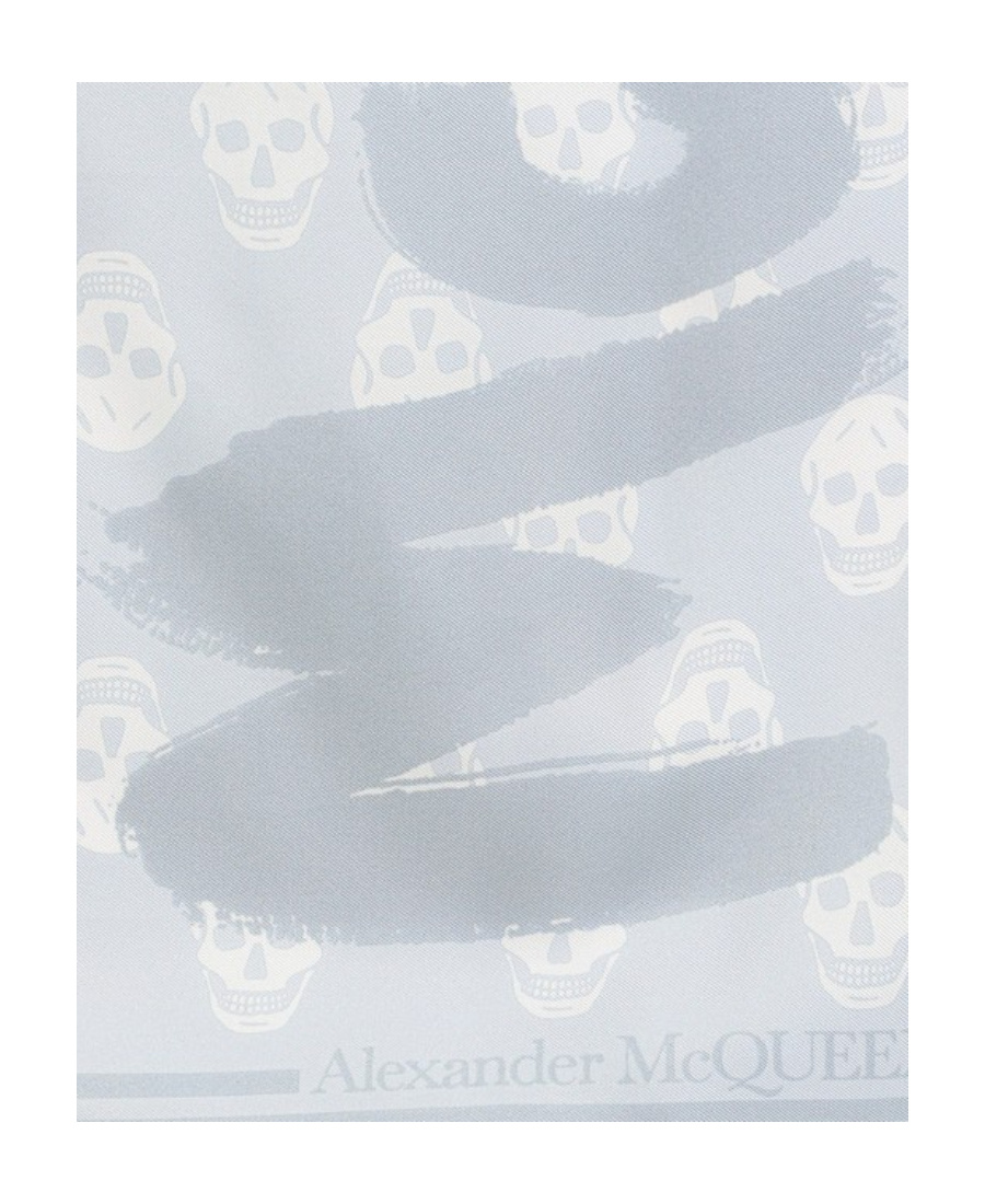 Alexander Mcqueen Graphic-print Silk Scarf In Blue
