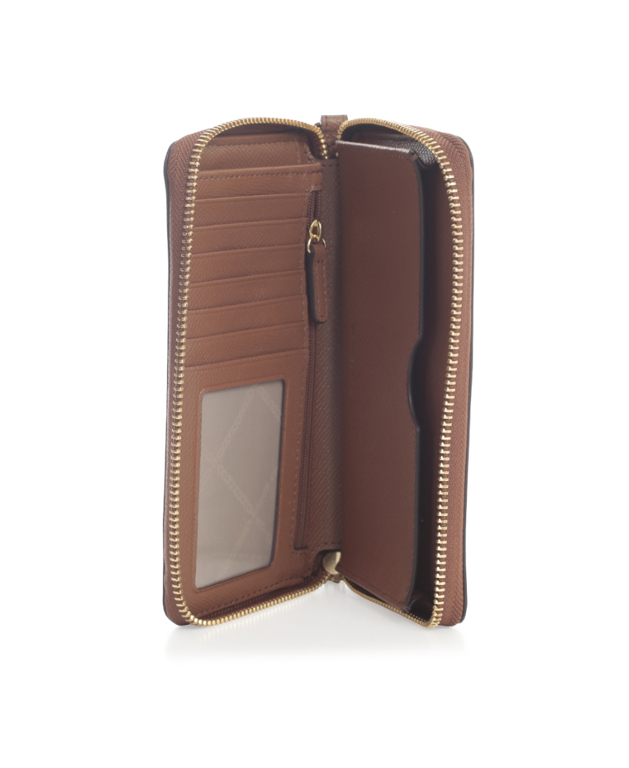 Michael Michael Kors Zip-around Logo Wallet In Brown