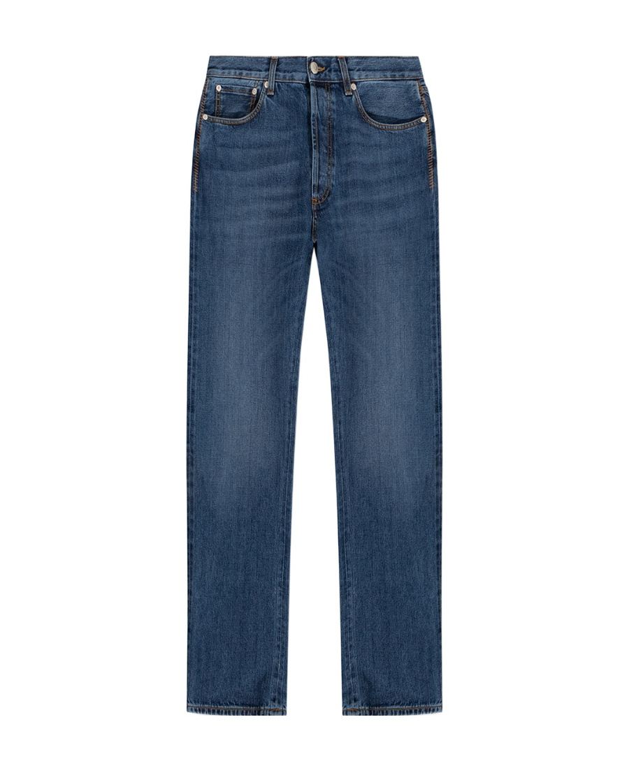 Alexander Mcqueen Turn-up Cuff Straight-leg Jans In Blue