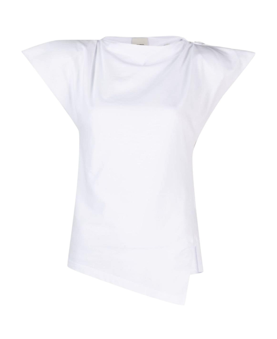 Isabel Marant Padded Boat Neck T-shirt With Asymmetric Hem In White