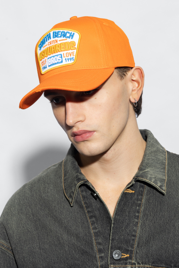 Dsquared2 Logo-patch Cotton Baseball Cap In Orange