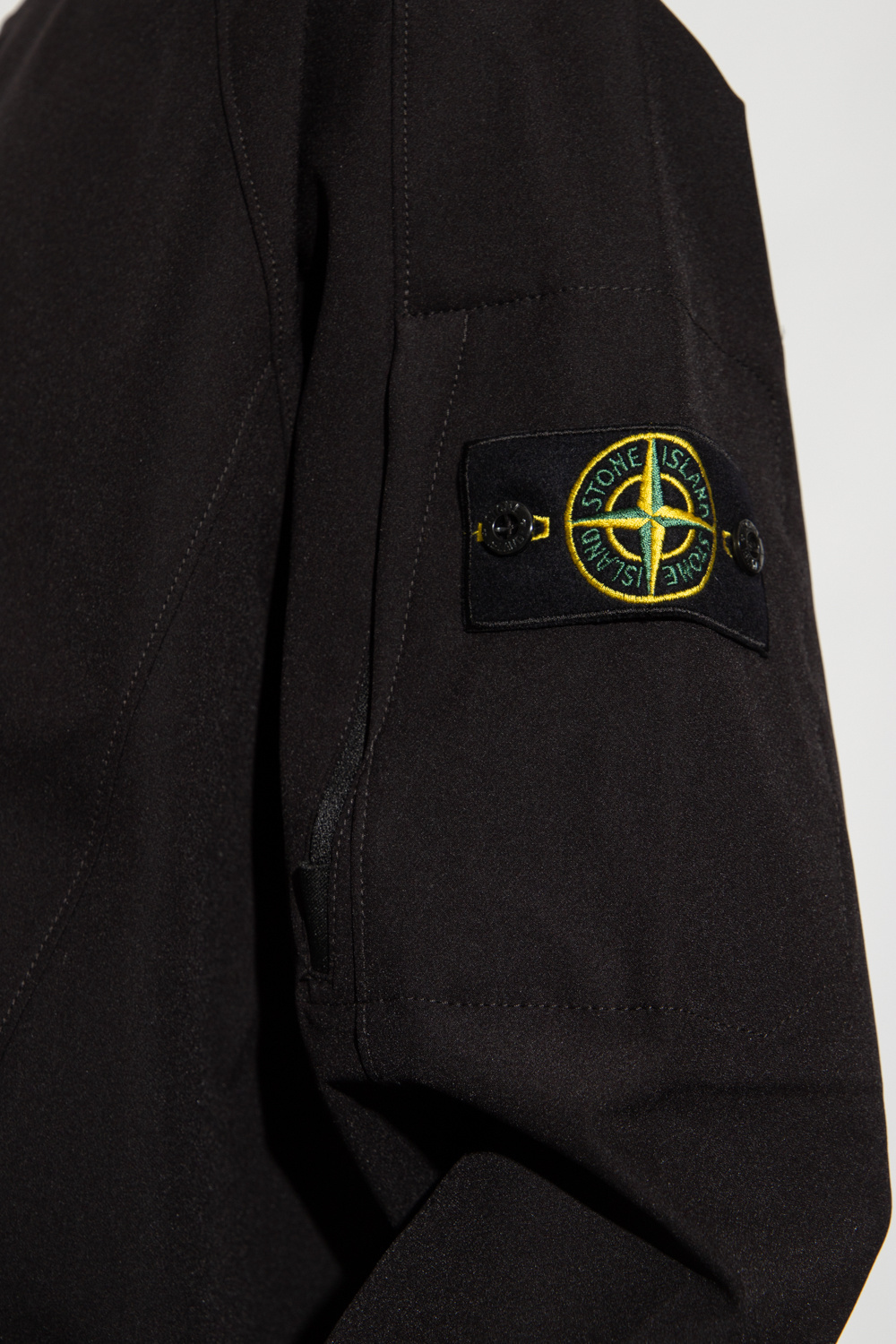 Shop Stone Island Compass-motif Long-sleeved Sweatshirt In Black