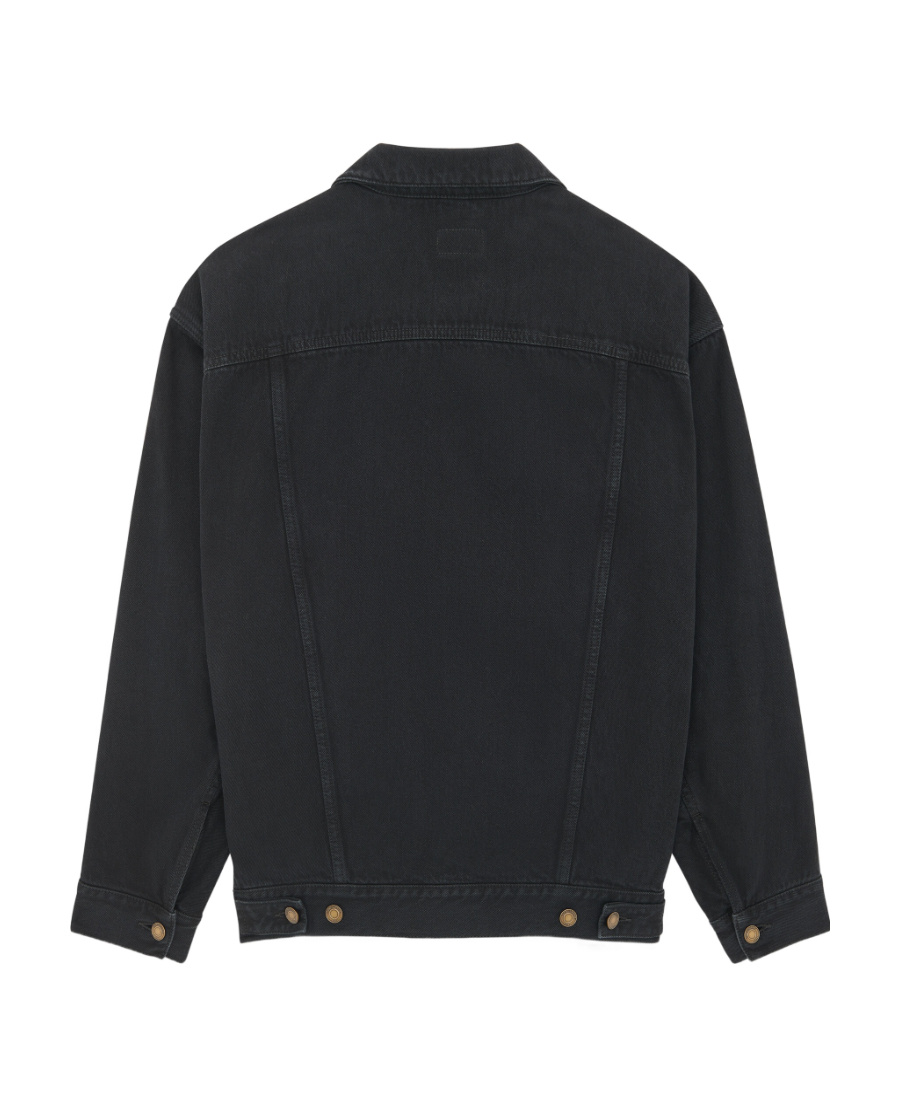 Shop Saint Laurent Oversized Jacket In Carbon Black Denim