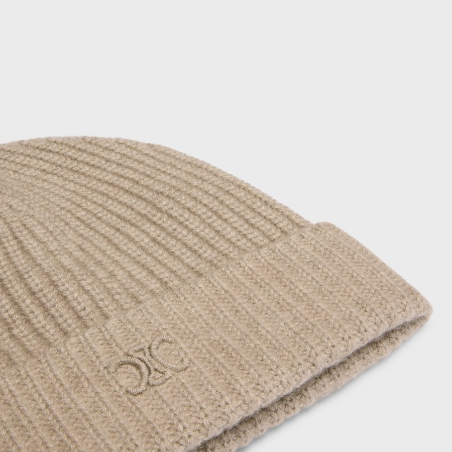 Celine Triomphe Beanie In Scottish Cashmere In Brown