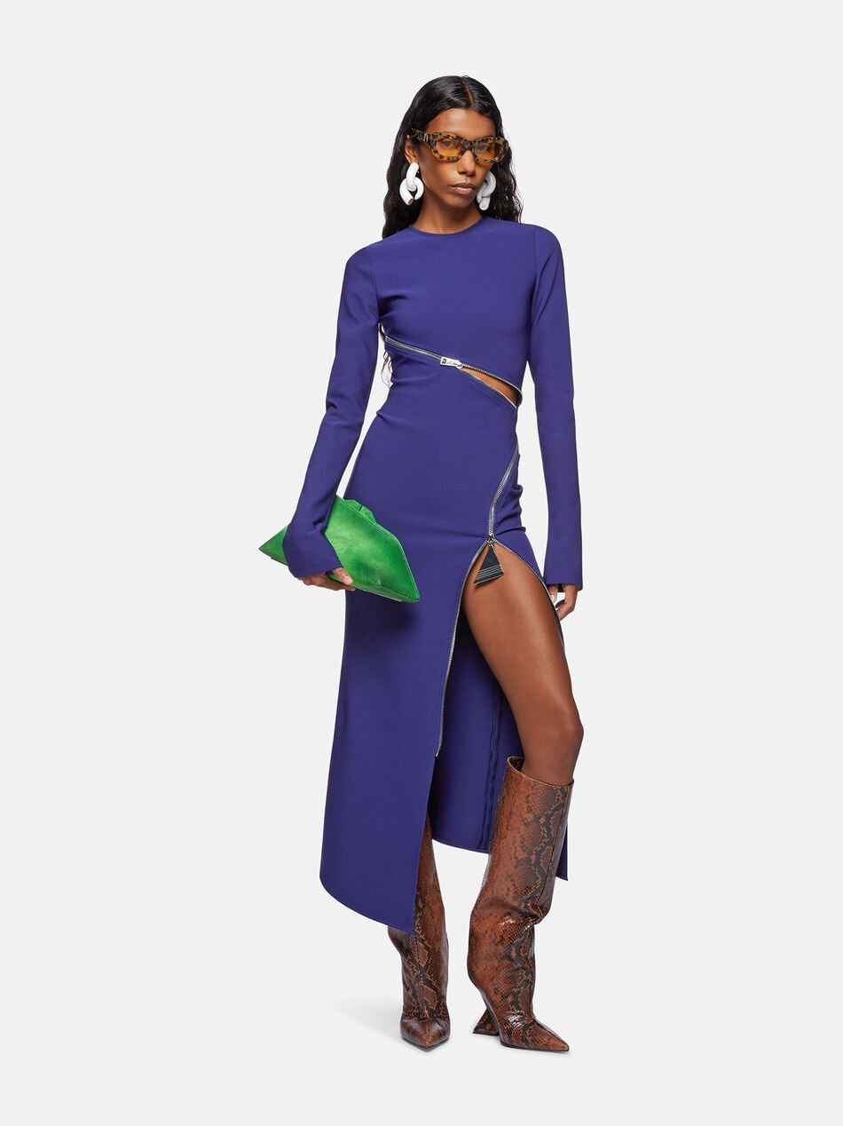 Attico Blue Midi Dress In Blue