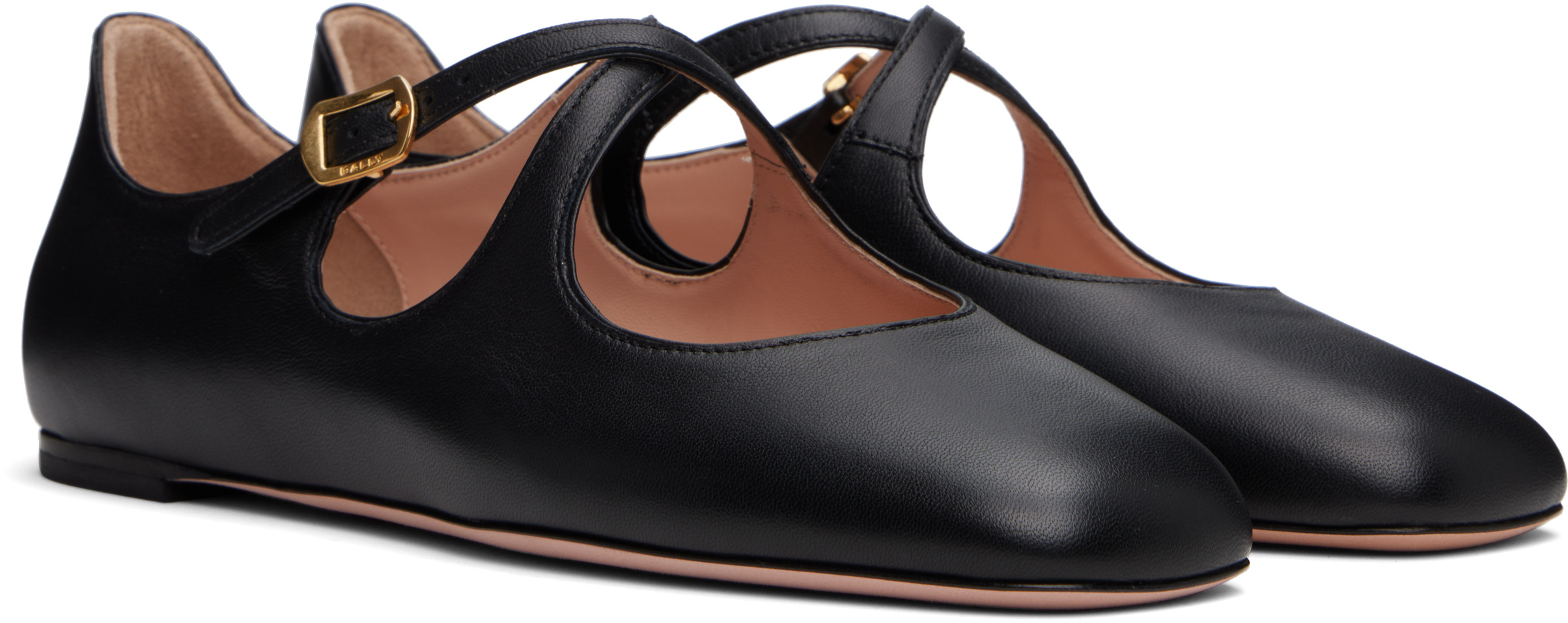 Bally Black Leather Beliska Ballerinas In Black