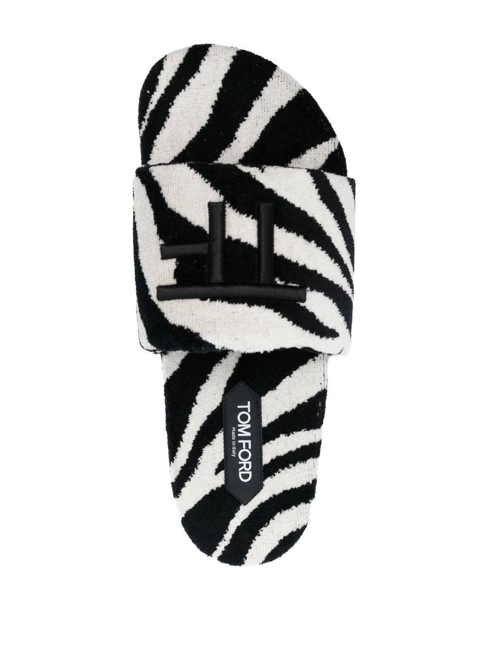 Tom Ford Zebra-print Slides In Black