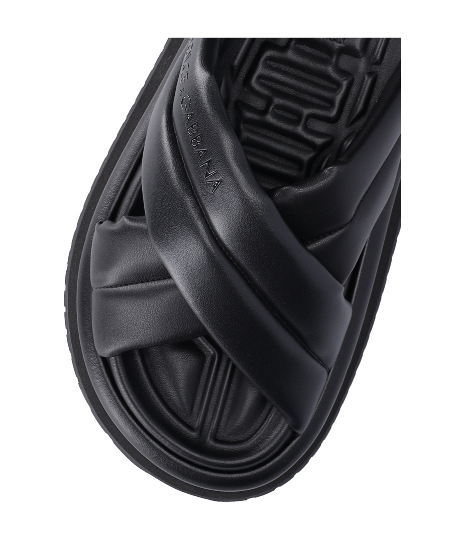 Dolce & Gabbana Men Nappa Effect Fabric Sandal In Black