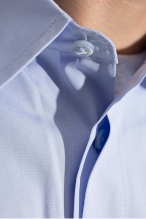Jacquemus Simon Light Blue Shirt With Logo Lettering On The Front In Cotton Man In Blue