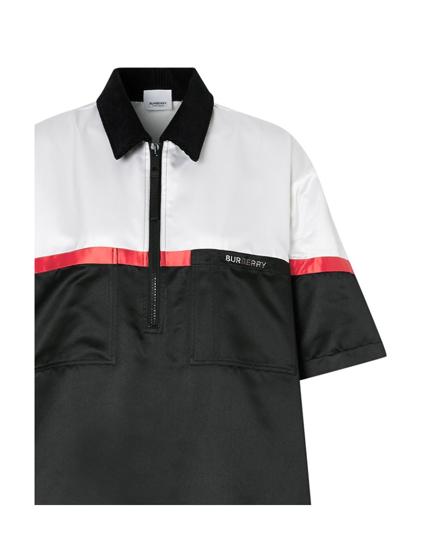 Burberry Oversized Colour Block Bowling Shirt In Black