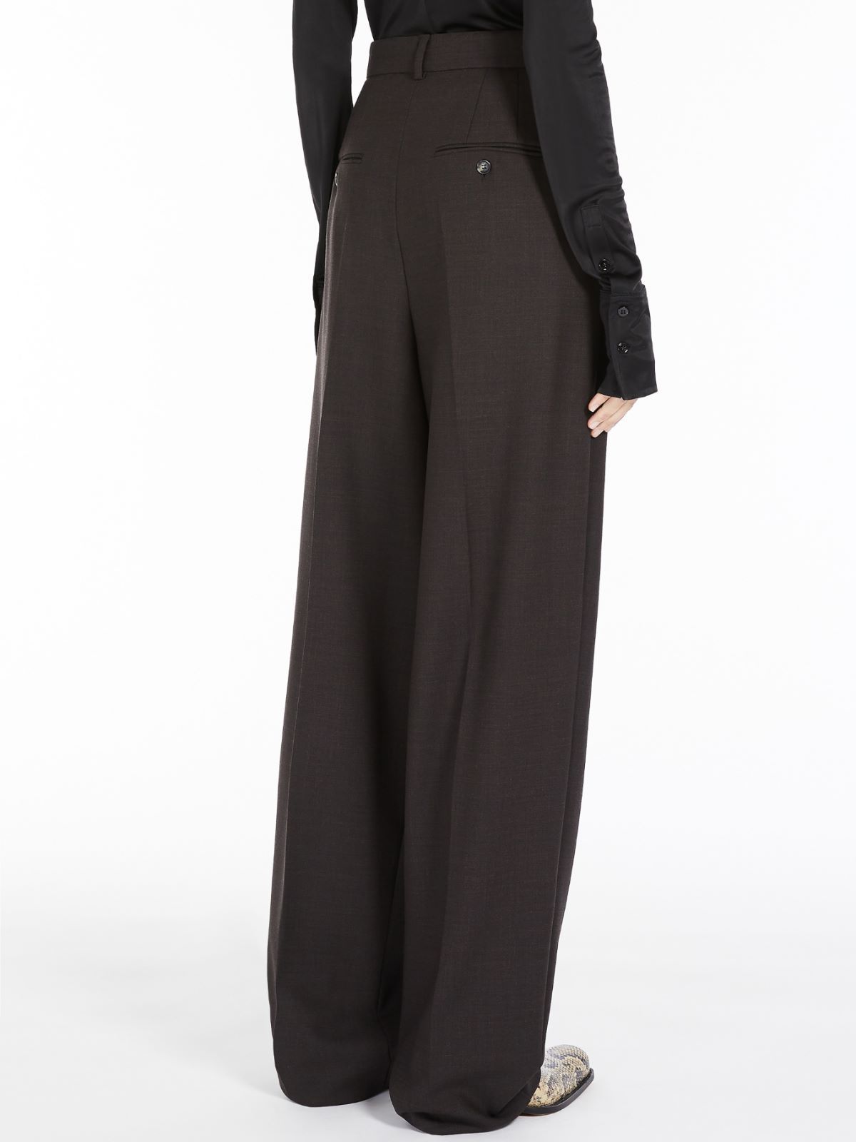 Sportmax High-waist Virgin Wool Trousers In Black