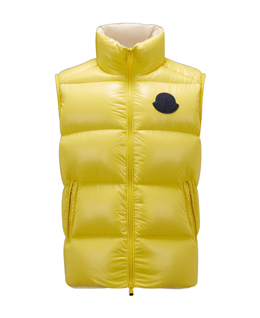 Moncler Sumido Logo-patch Down Vest In Yellow