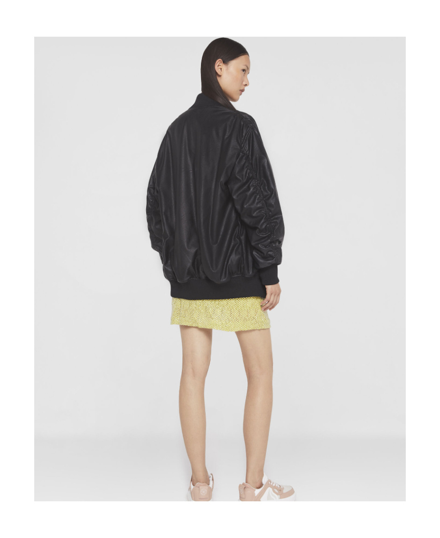 Stella Mccartney Logo Leather Jacket In Black