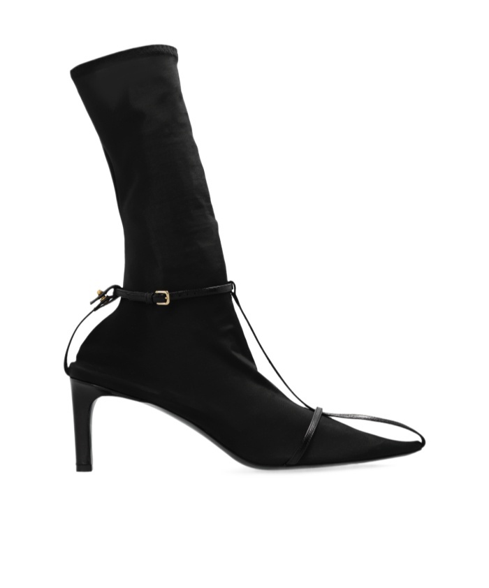 Jil Sander Stivaletto Trunk Nylon T-strap Booties In Black