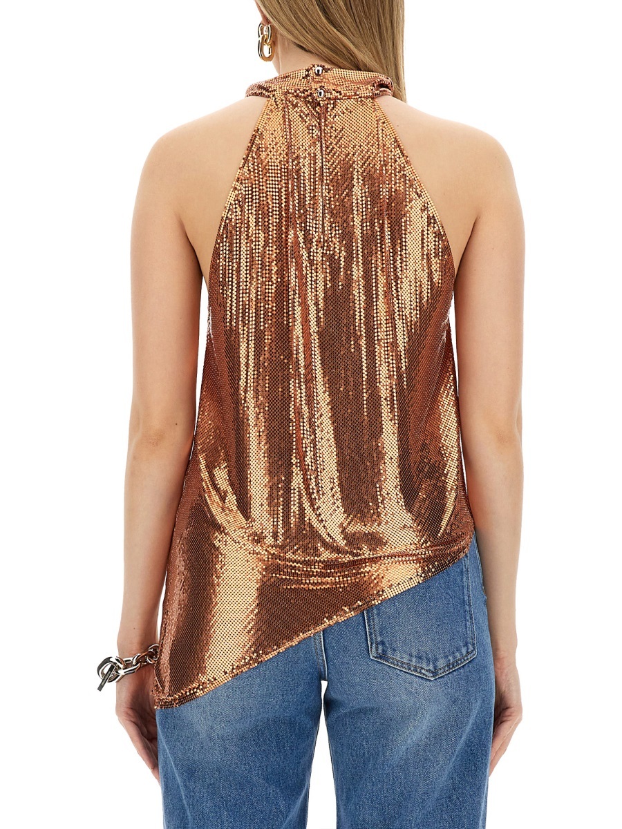 Rabanne Chainmail Asymmetric Top In Brown