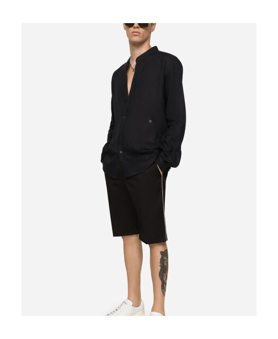 DOLCE & GABBANA DOLCE  GABBANA LOGO-PLAQUE LONG-SLEEVED BUTTONED SHIRT