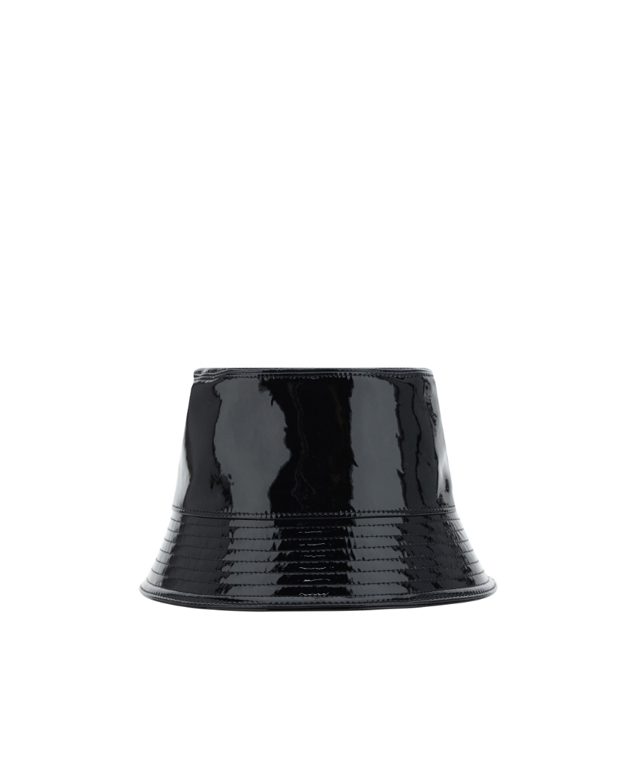 Prada Triangle Logo Plaque Bucket Hat In Black