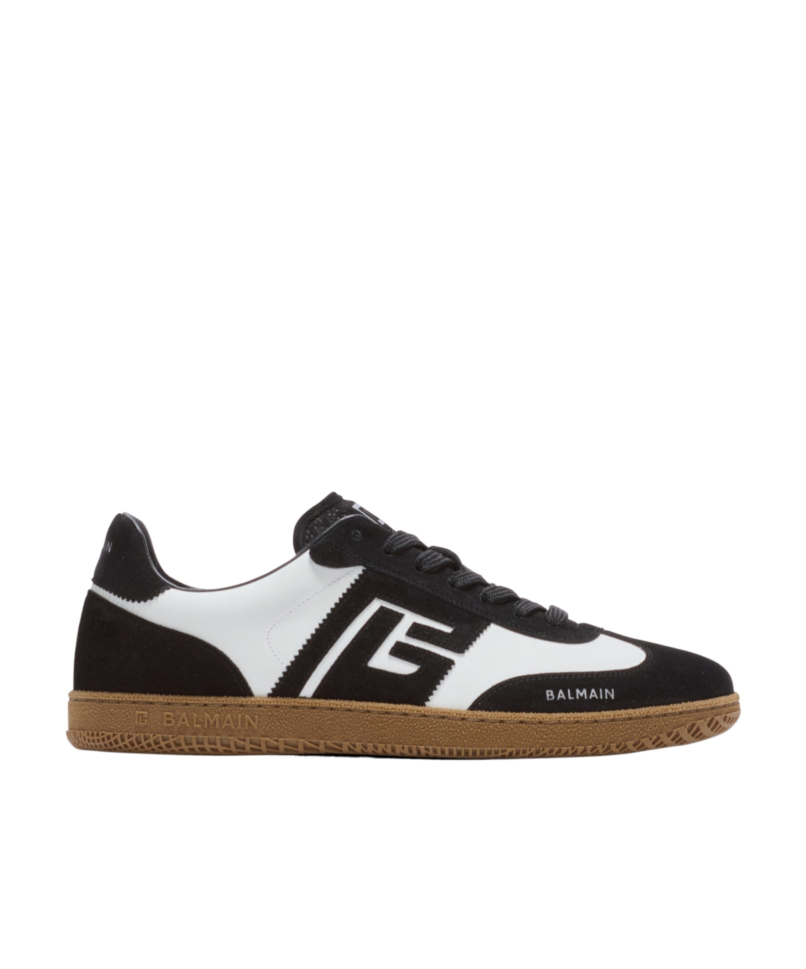 Balmain Swan Trainers In Calfskin And Suede In Black
