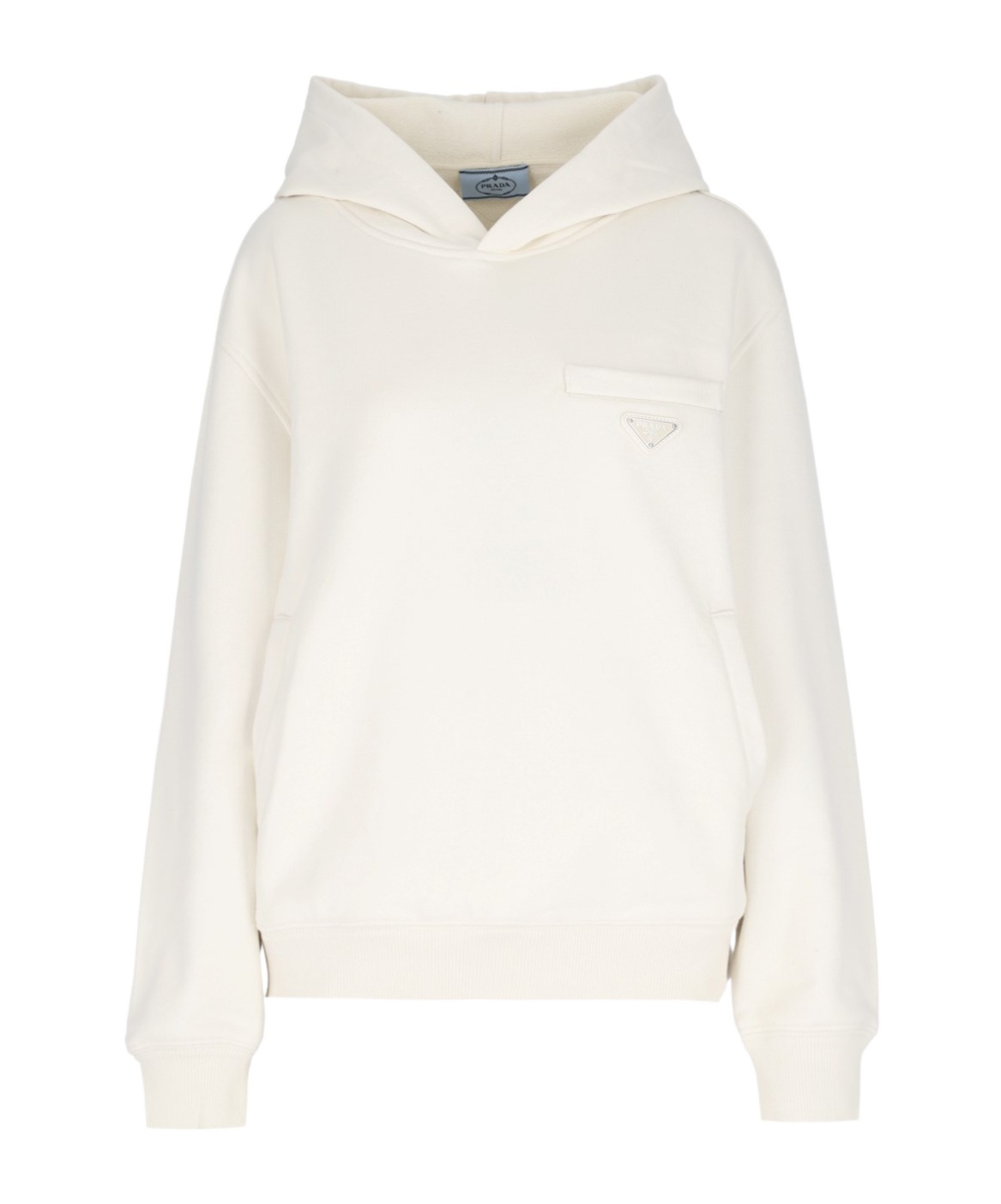Prada Triangle-logo Cotton Hoodie In Nude
