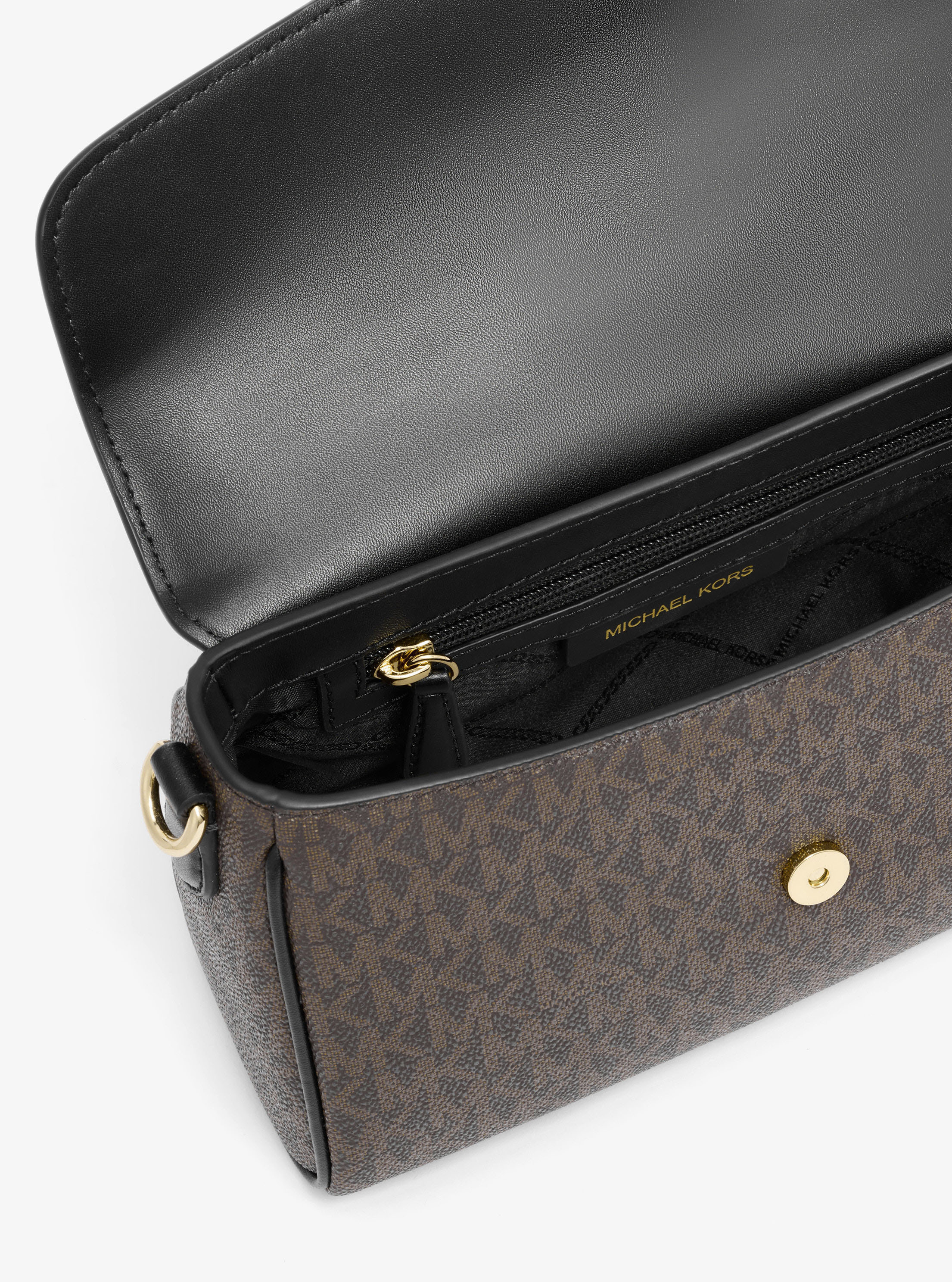 Michael Kors Fleur Monogrammed Shoulder Bag In Black