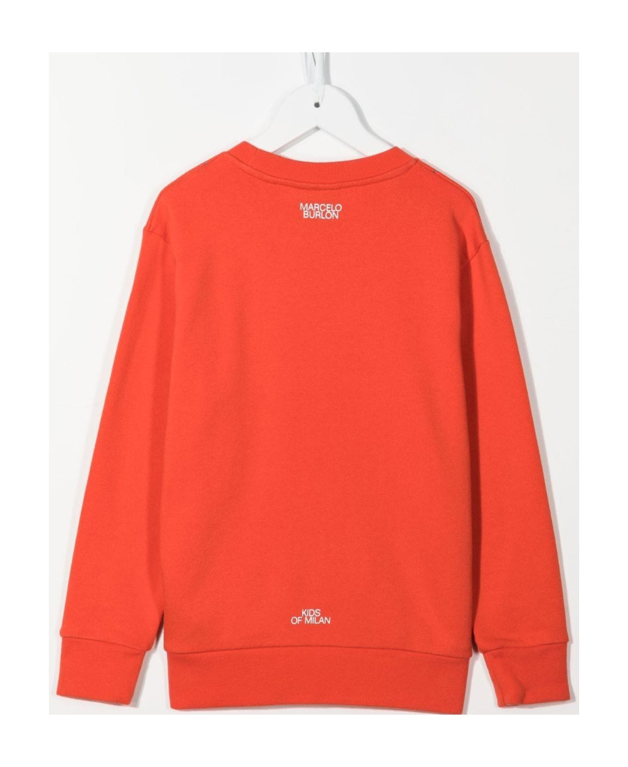 Marcelo Burlon County Of Milan Feather Necklace-print Sweatshirt In Orange