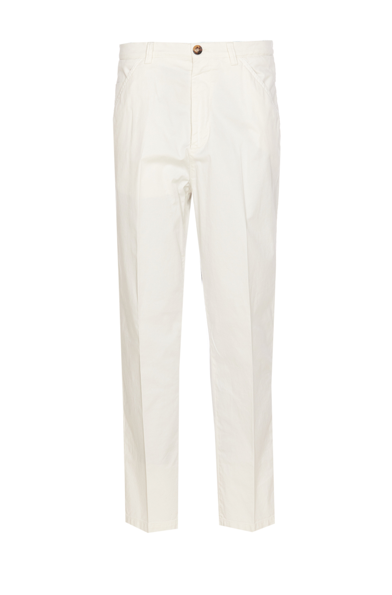 Brunello Cucinelli Garment-dyed Trousers In Twisted Cotton Gabardine In White