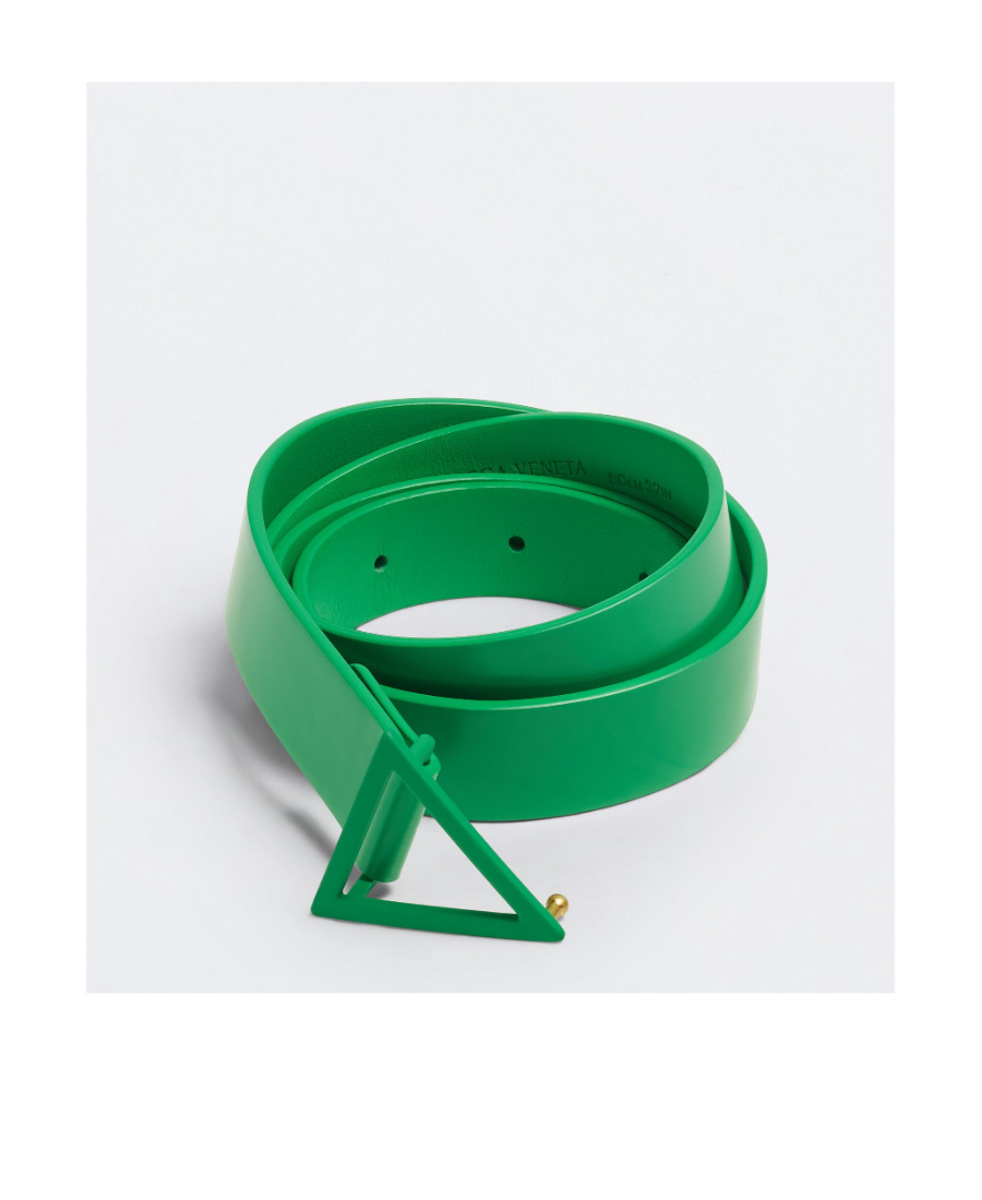 Bottega Veneta Triangle-buckle Brushed Thin Belt In Green