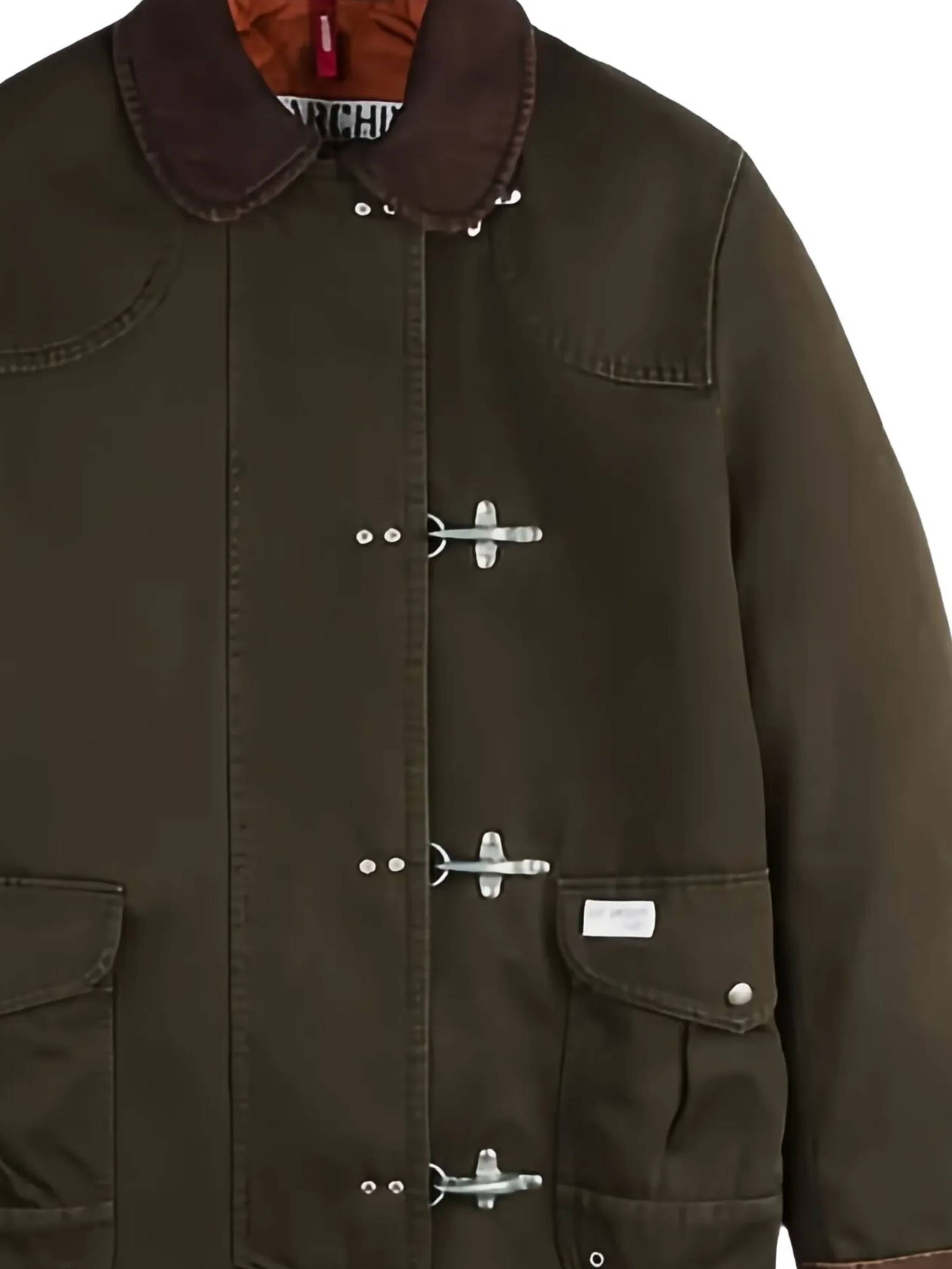 Fay Structured Green Cotton Jacket With Contrasting Collar In Green