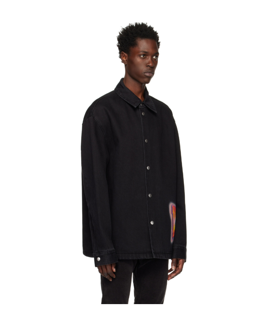 We11 Done Black Loose Fit Denim Shirt In Black