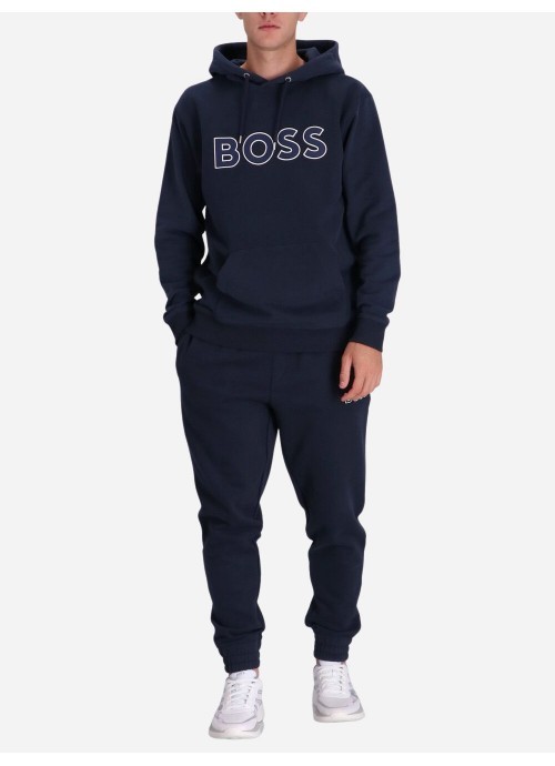 Hugo Boss Stripe-detail Crew-neck Sweatshirt In Black