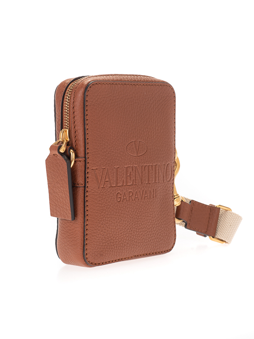Valentino Logo-debossed Crossbody Bag In Brown
