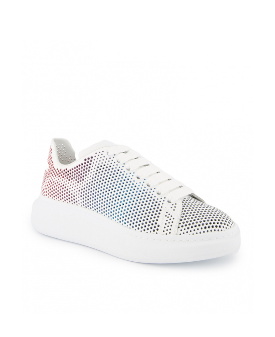 Alexander Mcqueen Perforated Leather Oversized Sneakers White Red In White