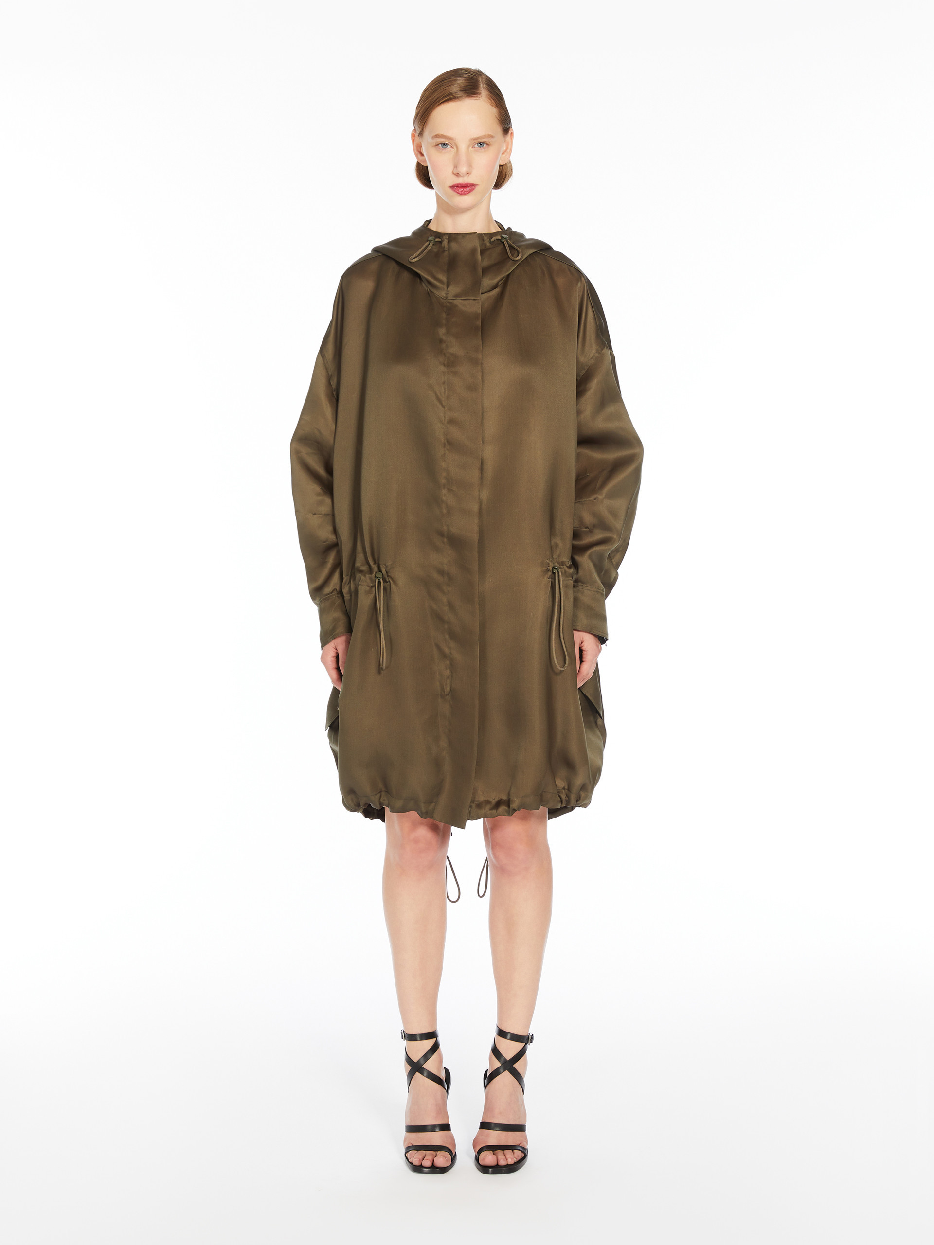 Max Mara Rope And Hooded Parker Coat In Green