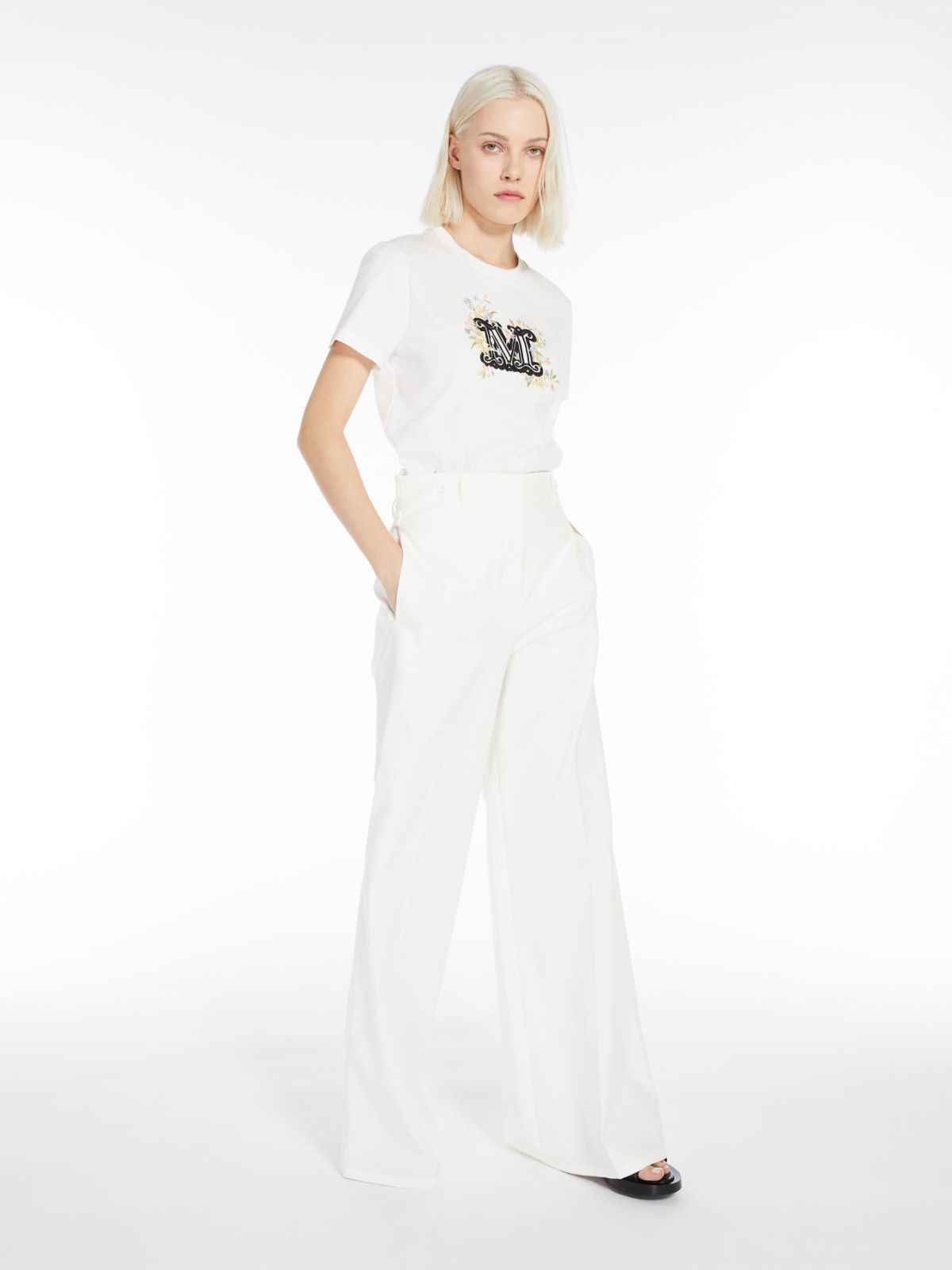 Max Mara Logo Embroidered T-shirt In White