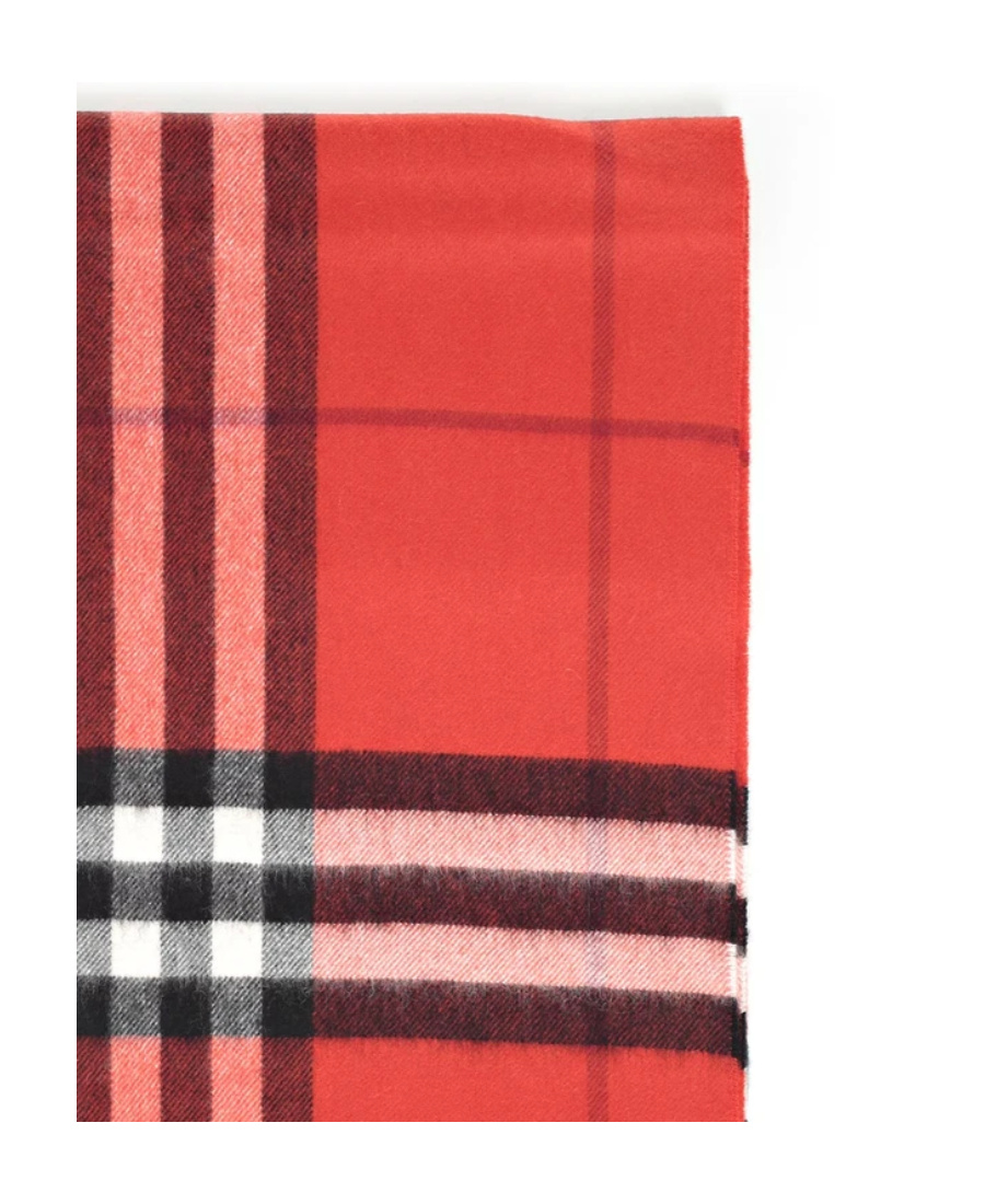 Burberry Checked Tassel Scarf In Red