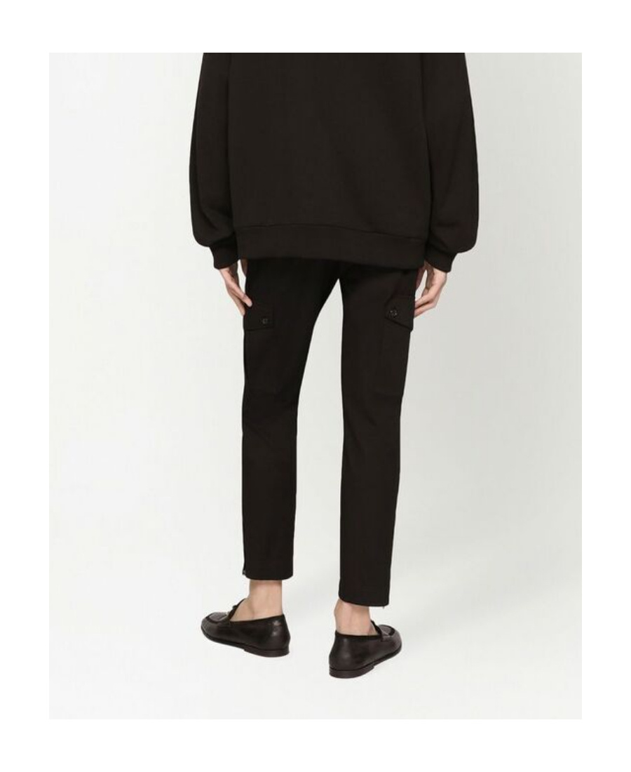 Dolce & Gabbana Cotton Cargo Pants With Branded Tag In Black