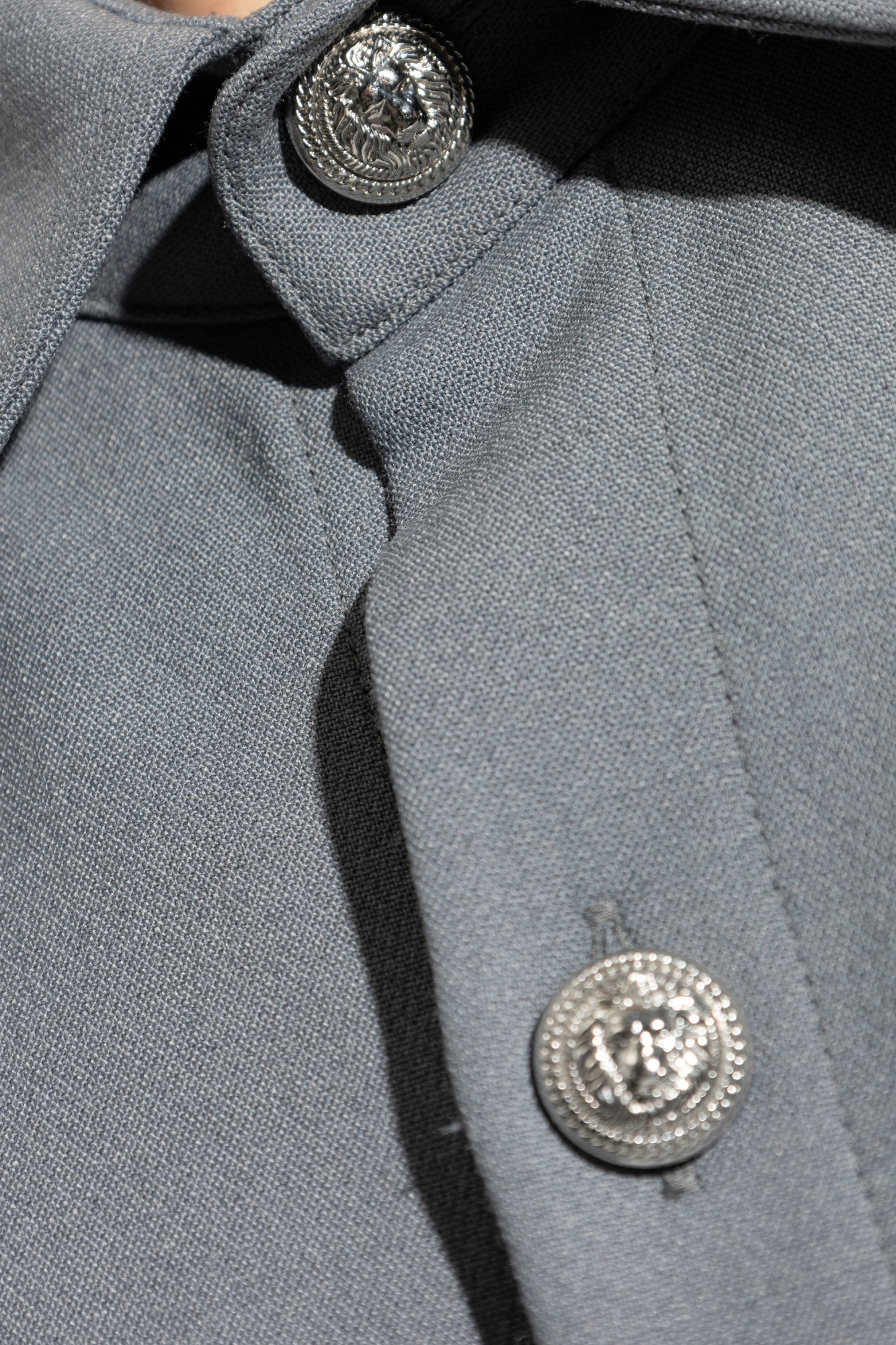 Balmain Embossed-buttons Shirt In Gray
