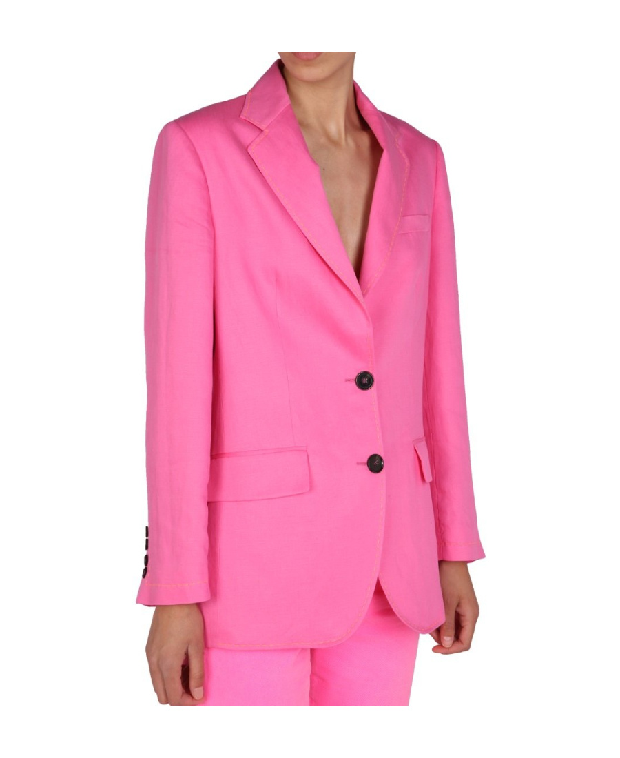 Msgm Notched-collar Single-breasted Blazer In Pink